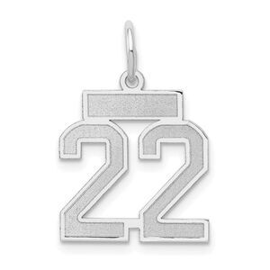 14k White Gold, Jersey Collection, Small Number 22 Pendant